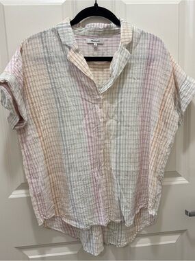 Madewell Lightweight Colorful Gingham Check Collared Pullover Women’s Small EUC